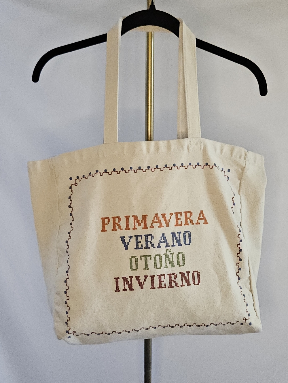 Sézane x Lucía Vergara Limited Edition Seasons Embroidered Canvas Tote Bag